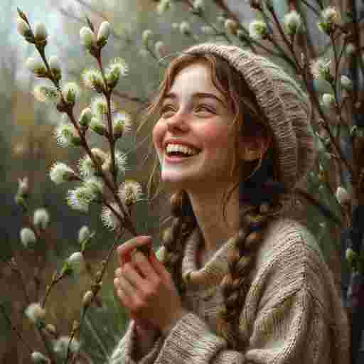 В день смеха верба расцвела