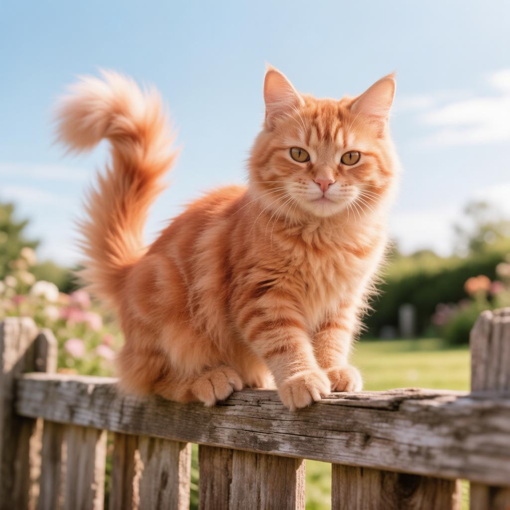 Весёлая кошка сидит на заборе