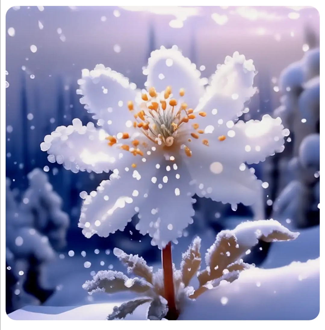 Цветок, увядший на снегу 