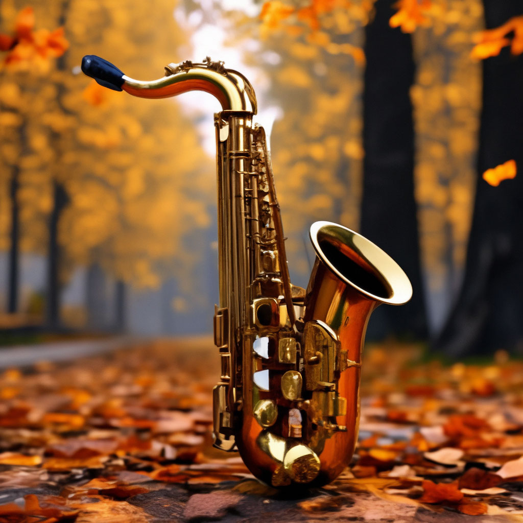 Саксофон в осеннем парке